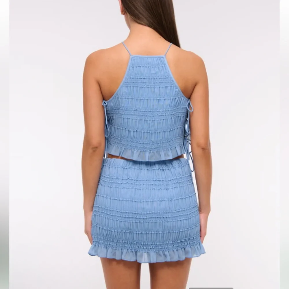 Abercrombie & Fitch Light Blue ruched Ruffled Mini Skirt skort 38077 - Picture 4 of 11